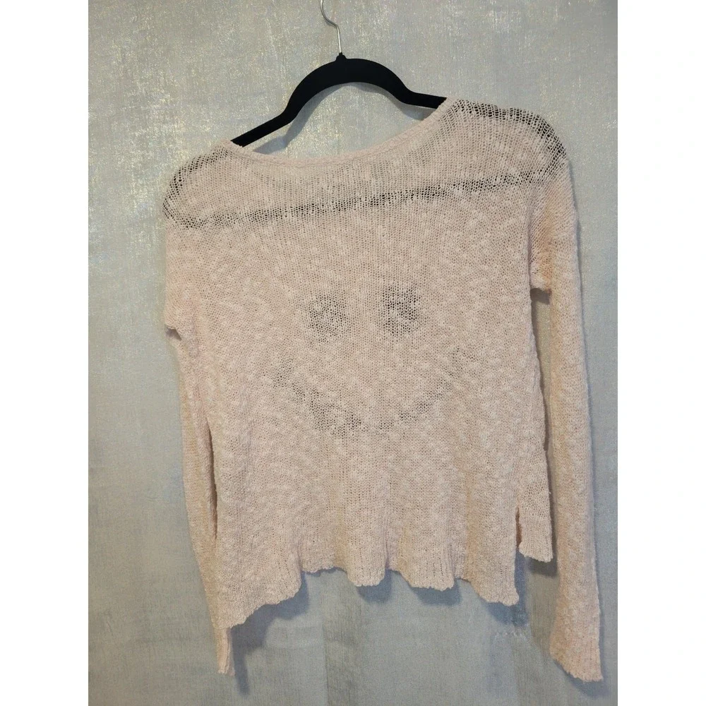 Abercrombie Kids S/M Pink Smiley Face Sweater Summer Cropped‎ Long Sleeve